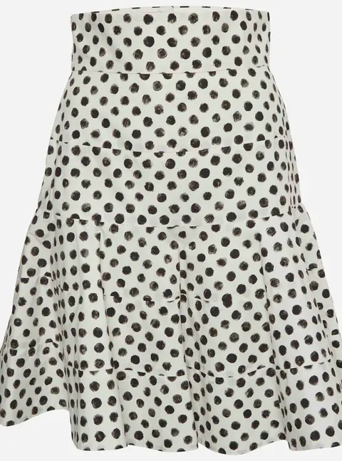 Dolce & Gabbana White/Black Polka Dot Print Cotton Poplin Flared Skirt S