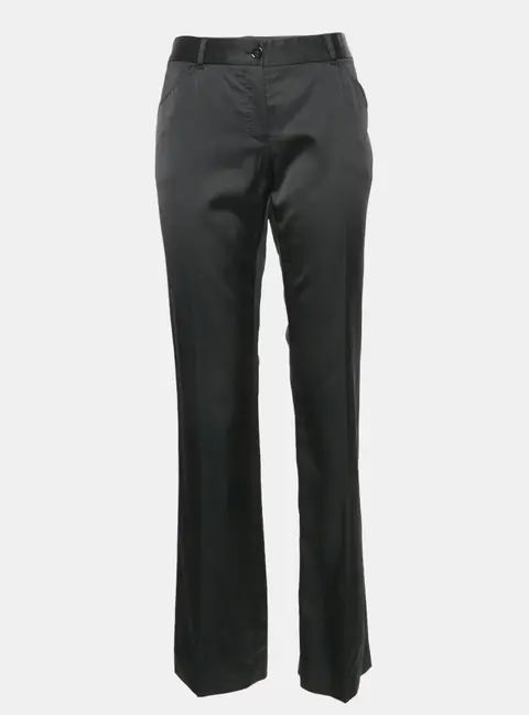 Dolce & Gabbana Black Satin Blend Straight Fit Pants M