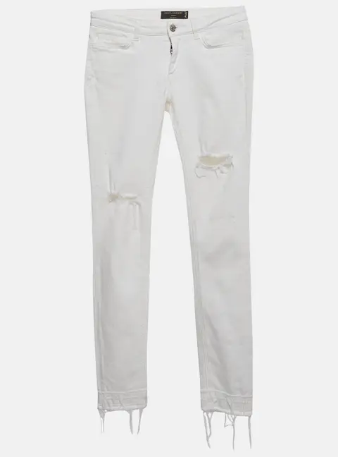 Dolce & Gabbana White Ripped Denim Skinny Jeans S/Waist 28"