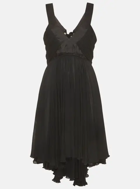 Dolce & Gabbana Black Crepe and Satin Trim Gathered Mini Dress S