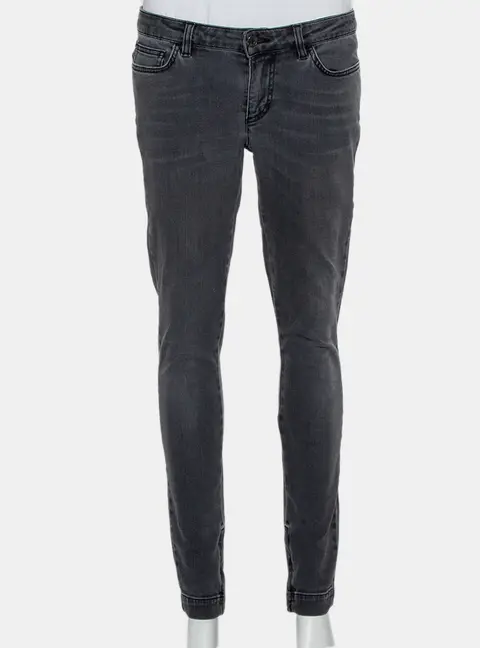 Dolce & Gabbana Grey Light Washed Slim Fit Jeans M
