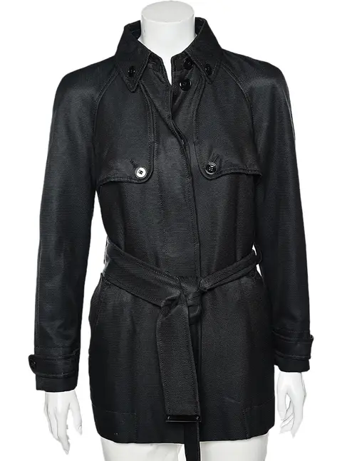 Dolce & Gabbana Black Cotton Belted Button Front Jacket M