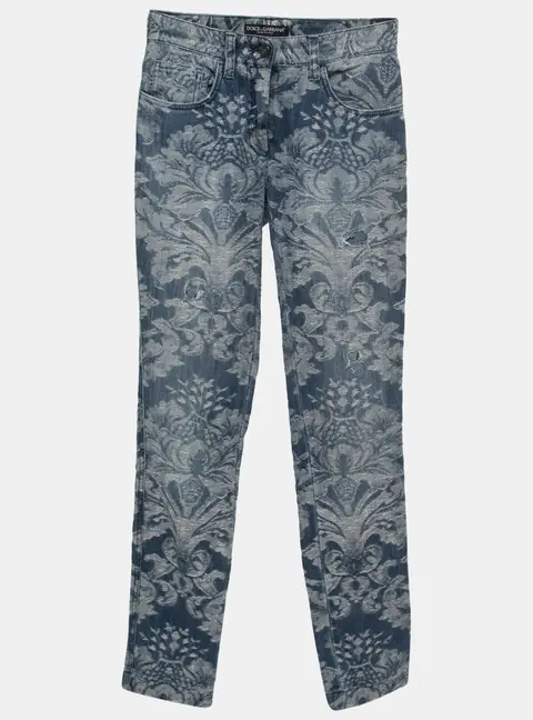 Dolce & Gabbana Blue Jacquard Denim Jeans XS Waist 24"