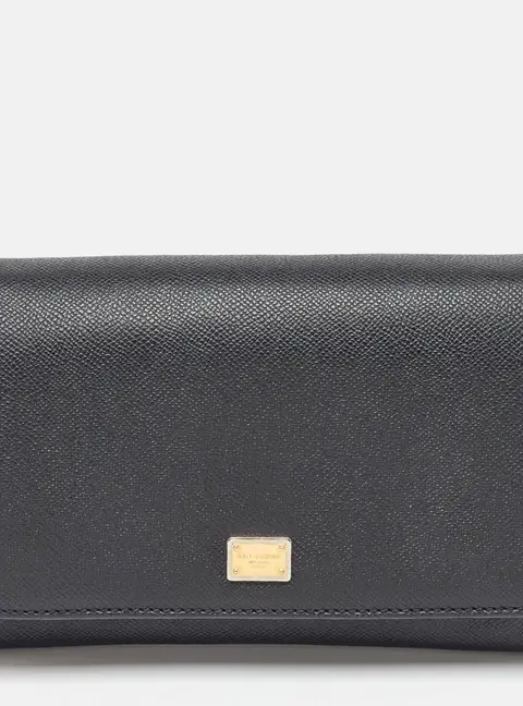 Dolce & Gabbana Black Leather Flap Continental Wallet