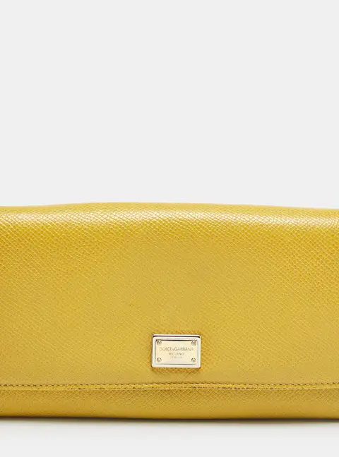 Dolce & Gabbana Yellow Leather Flap Continental Wallet