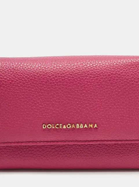 Dolce & Gabbana Pink Leather Logo Trifold Wallet