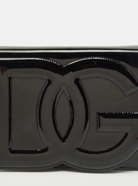 Dolce & Gabbana DG Logo Black Patent Leather Crossbody Bag