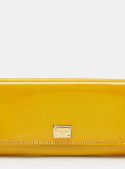 Dolce & Gabbana Yellow Patent Leather Flap Continental Wallet