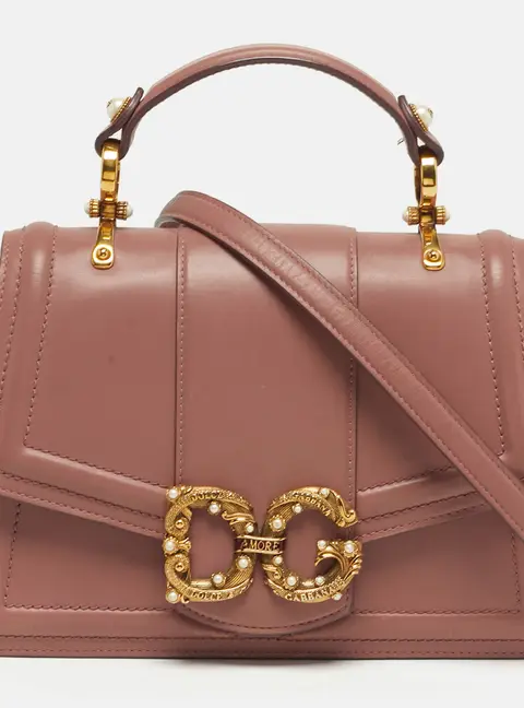 Dolce & Gabbana DG Amore Pink Leather Top Handle Bag