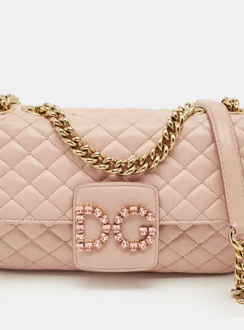 Dolce & Gabbana DG Millennials Pink Quilted Leather Shoulder Bag