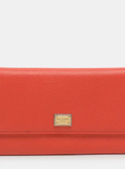 Dolce & Gabbana Orange Leather Flap Continental Wallet