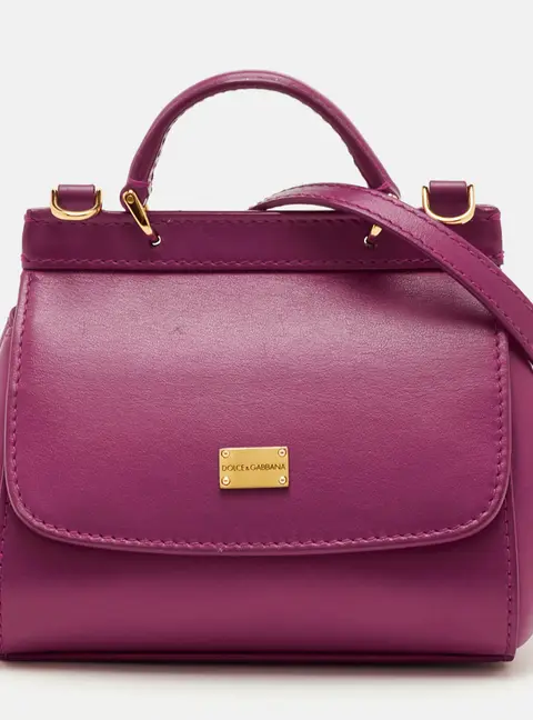 Dolce & Gabbana Miss Sicily Mini Pink Leather Top Handle Bag