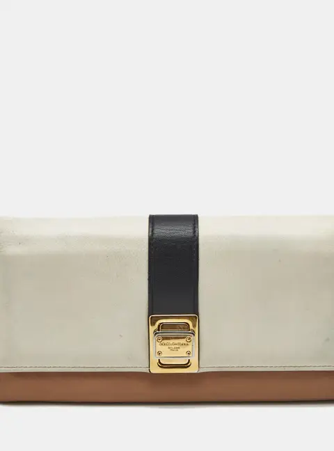 Dolce & Gabbana Twistlock Flap Tricolor Leather Continental Wallet