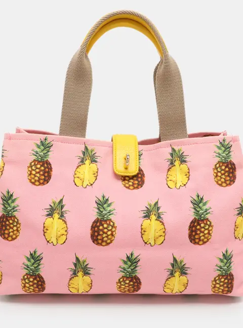 Dolce & Gabbana Pink Pineapple Print Canvas Tote
