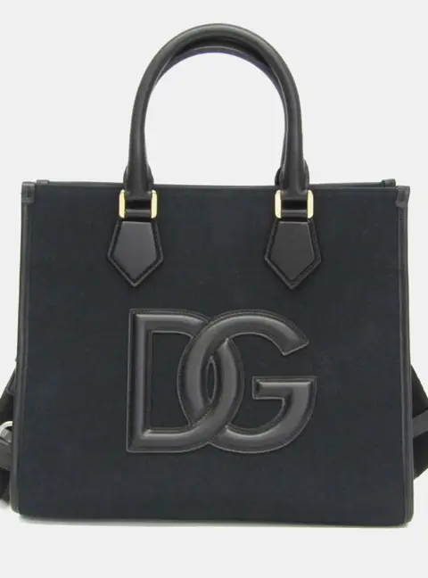 Dolce & Gabbana DG Logo Black Canvas & Leather Tote Bag