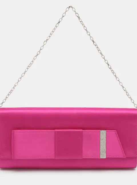 Dolce & Gabbana Miss Bow Pink Satin Chain Clutch