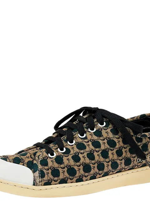 Dolce & Gabbana Size 40 Multicolor Canvas and Leather Low Top Sneakers