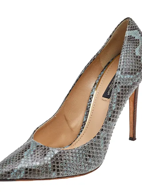 Dolce & Gabbana Blue/Black Python Leather Pointed Toe Pumps Size 39