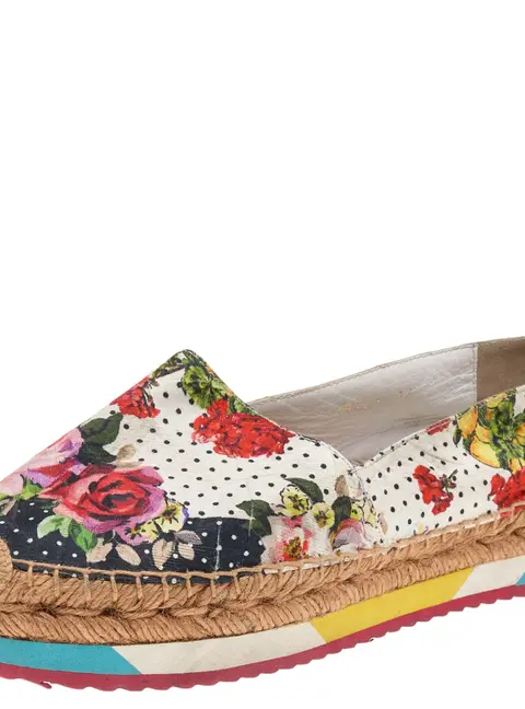Dolce & Gabbana Multicolor Floral Print Canvas Espadrille Flats Size 36