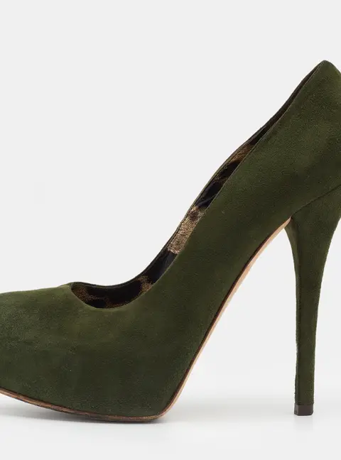 Dolce & Gabbana Green Suede Platform Pumps Size 38