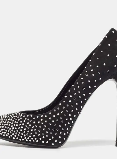 Dolce & Gabbana Black Suede Crystal Embellished Pumps Size 40