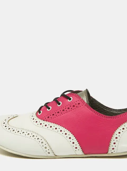 Dolce & Gabbana Pink/White Brogue Leather Oxford Sneakers Size 36