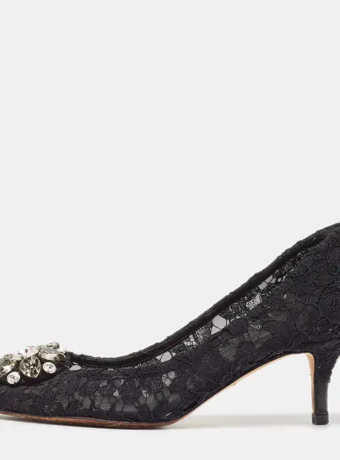 Dolce & Gabbana Black Lace Bellucci Pumps Size 38.5