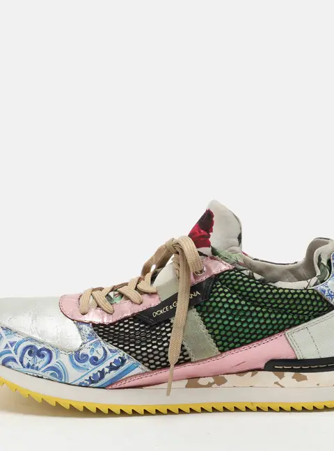 Dolce & Gabbana Mix and Match Size 40 Multicolor Leather, Mesh and Suede Low Top Sneakers