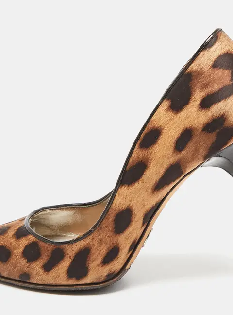 Dolce & Gabbana Brown/Beige Leopard Print Round Toe  Pumps Size 37