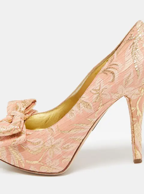 Dolce & Gabbana Pink Brocade Fabric Pointed Toe Pumps Size 39