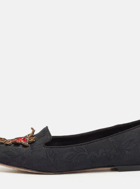 Dolce & Gabbana Black Jacquard Smoking Slippers Size 36.5