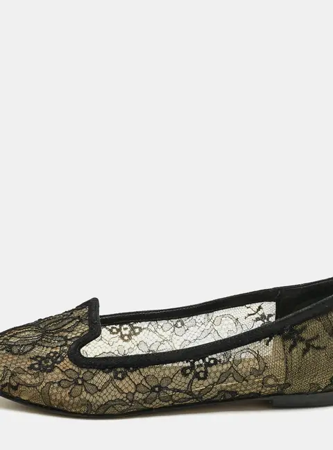 Dolce & Gabbana Black Lace Smoking Slippers Size 37.5