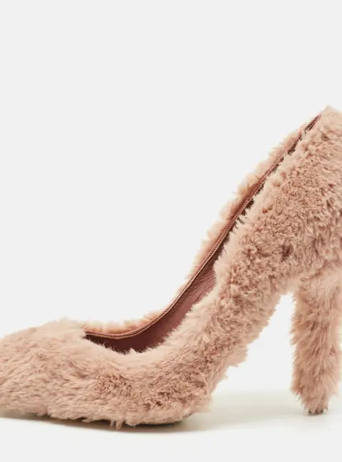 Dolce & Gabbana Old Rose Faux Fur Pumps Size 37.5