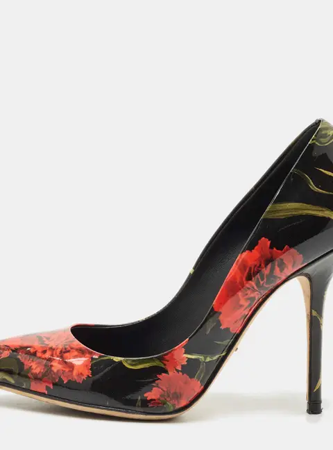 Dolce & Gabbana Multicolor Floral Print Patent Leather Pointed Toe Pumps Size 37.5