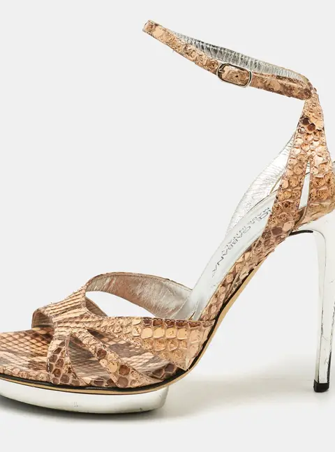 Dolce & Gabbana Brown Python Leather Ankle Strap Sandals Size 36.5