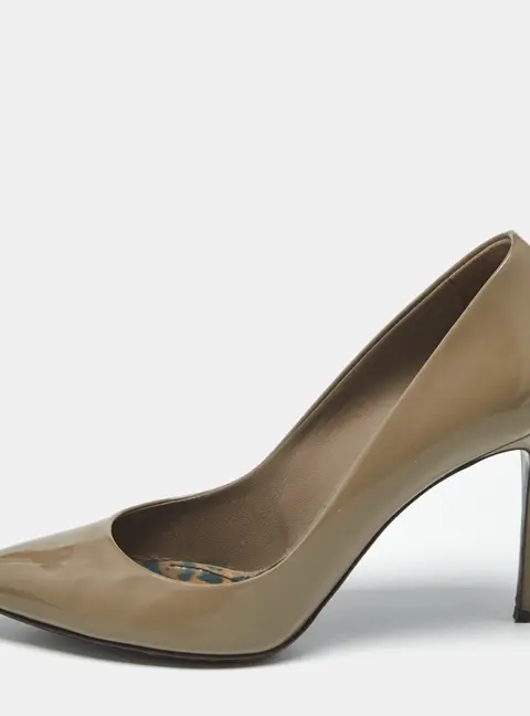 Dolce & Gabbana Olive Green Patent Leather Pointed Toe Pumps Size 40