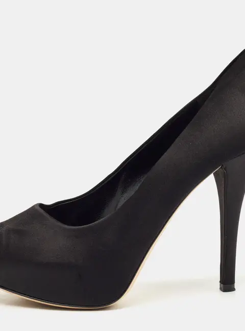 Dolce & Gabbana Black Satin Peep Toe Platform Pumps Size 40
