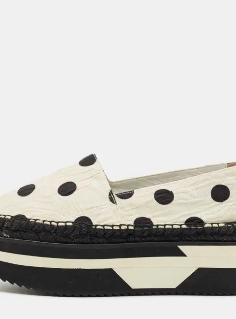 Dolce & Gabbana White/Black Polka Dot Fabric Platform Flats Size 39