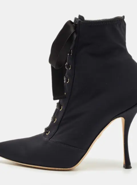 Dolce & Gabbana Lori Size 37 Navy Blue Stretch Fabric Ankle Length Boots