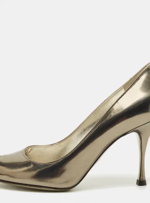 Dolce & Gabbana Metallic Leather Peep Toe Pumps Size 36.5
