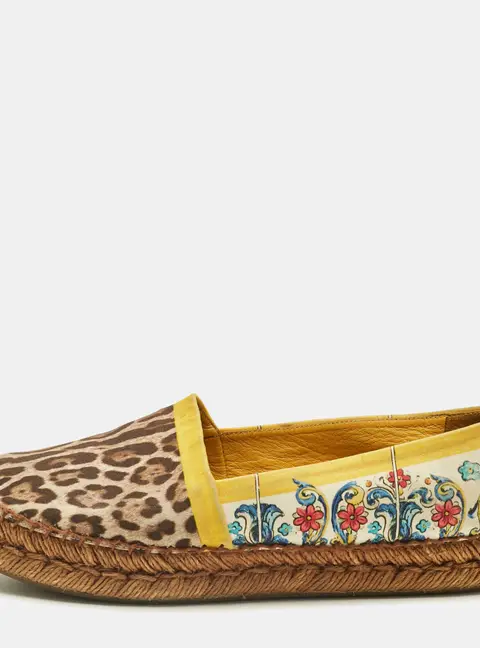 Dolce & Gabbana Multicolor Printed Canvas Espadrille Flats Size 39