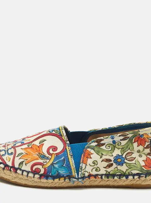 Dolce & Gabbana Majolica Size 35 Multicolor Canvas Espadrille Flats