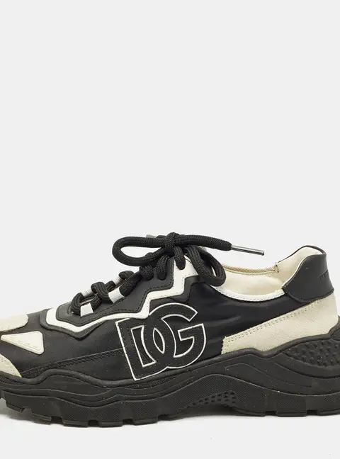 Dolce & Gabbana daymaster Size 37 Black Fabric, Leather and Suede Lace Up Sneakers