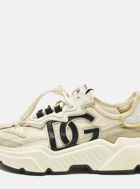 Dolce & Gabbana Daymaster Size 39 White Nylon and Suede Low Top Sneakers