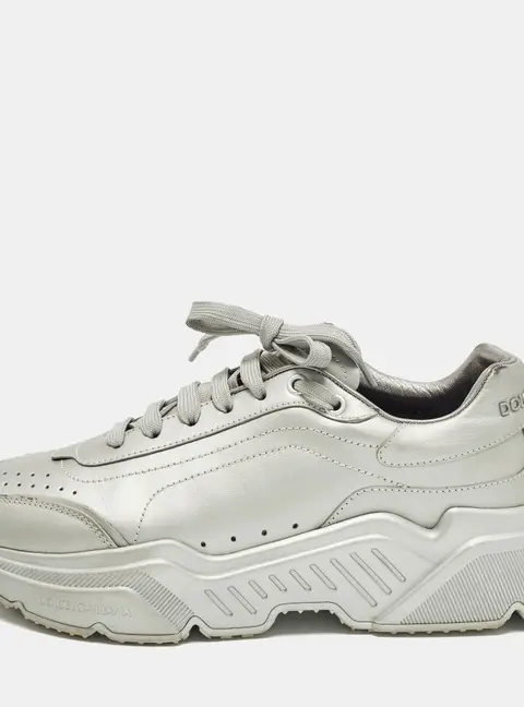 Dolce & Gabbana Daymaster Size 41 Grey Leather Lace Up Sneakers