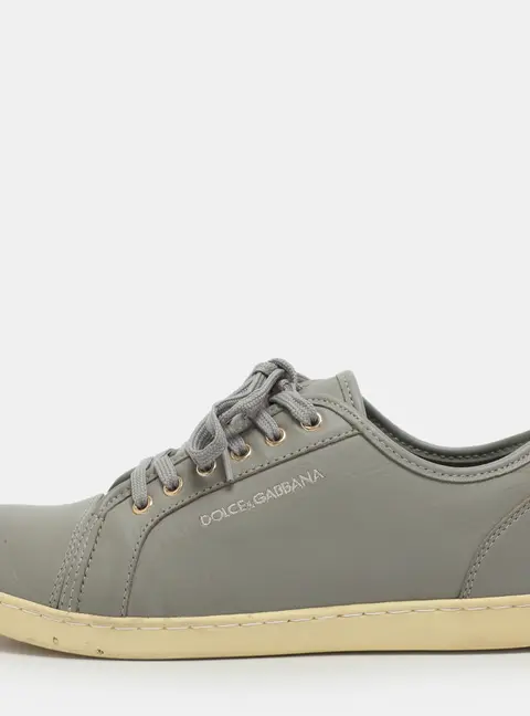 Dolce & Gabbana Portofino Size 35 Grey Leather Low Top Sneakers