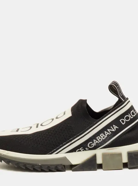 Dolce & Gabbana Sorrento Size 39.5 Black/White Knit Fabric Slip On Sneakers