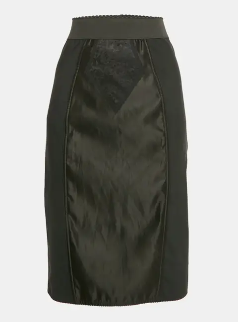 Dolce & Gabbana Black Stretch Crepe and Satin Pencil Skirt M