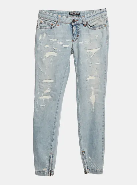 Dolce & Gabbana Blue Distressed Denim Pretty Fit Jeans XS/Waist 26"