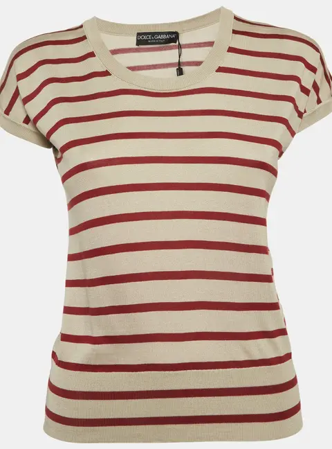 Dolce & Gabbana Beige Striped Knit Top M